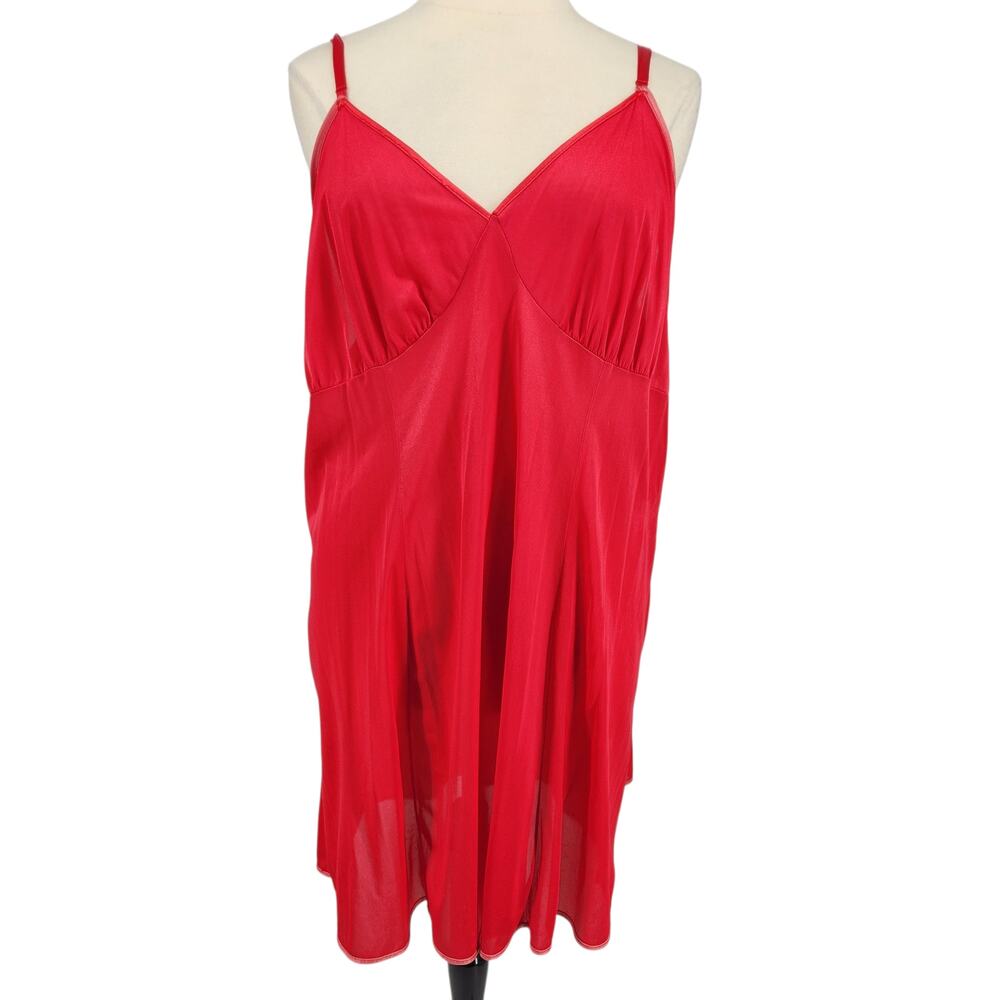 Vintage Figurfit Nylon Slip Dress - Red Size 50